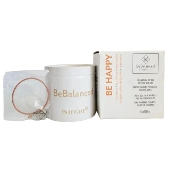 PartyLite Be Happy  Mandarin + Jasmine Jar Candle Soy Wax New in Box Zen Joyful - Picture 7 of 12